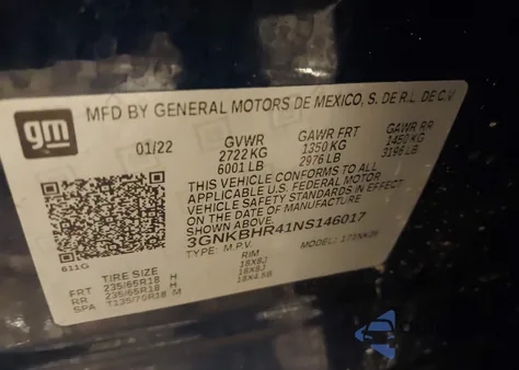 2022 Chevrolet Blazer Awd 2Lt из США, поврежденный, VIN 3GNKBHR41NS146017